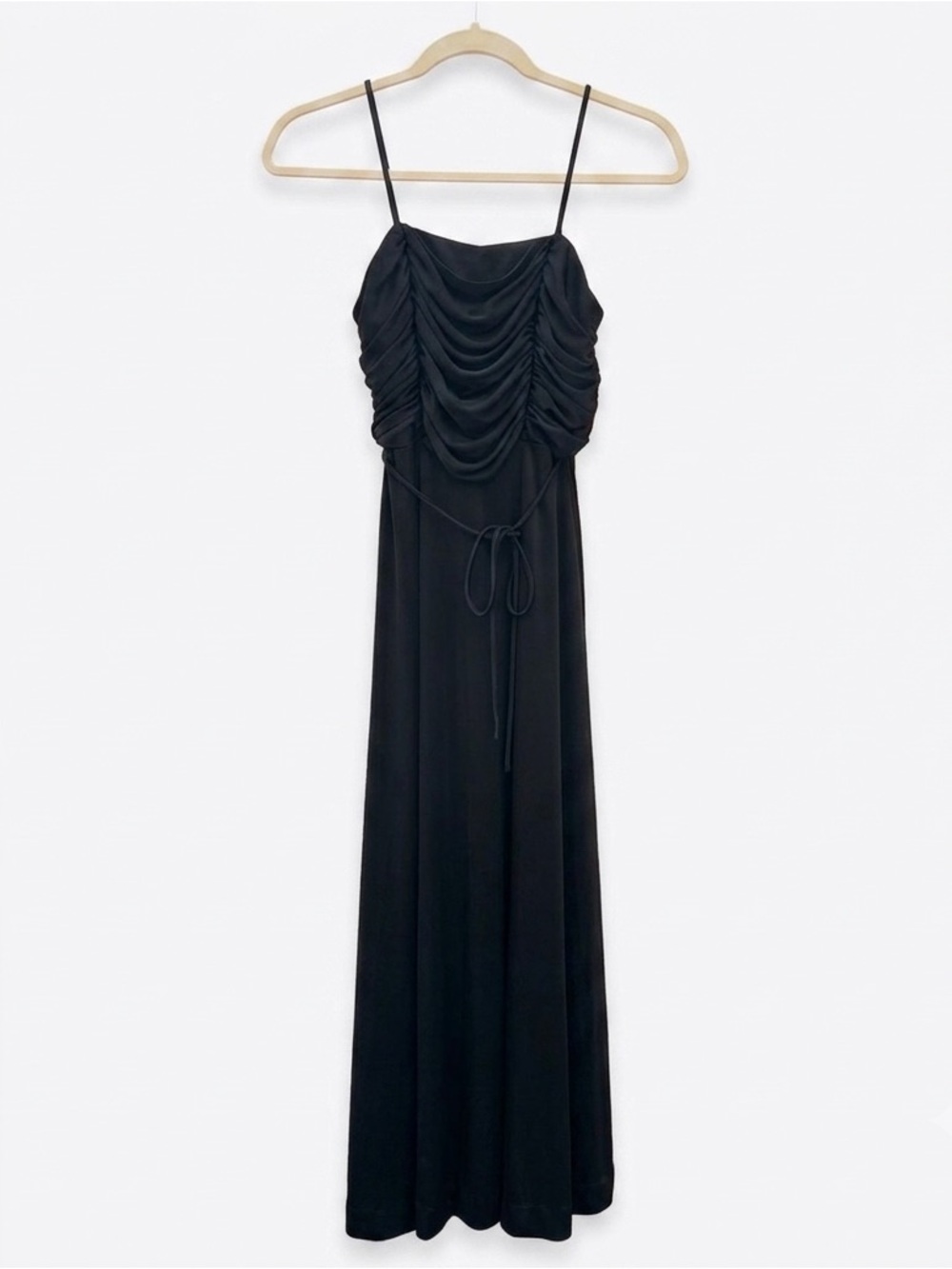 Vtg 1982 Joy Stevens Black Ruched Maxi Dress | Judy’s Boutique | Size 3/4